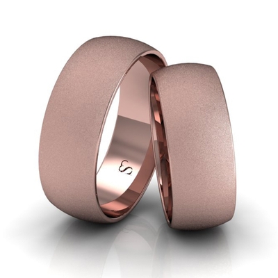 Alianças Casamento Linha Classic Ouro Rosê 7mm Abaulada Diamantada