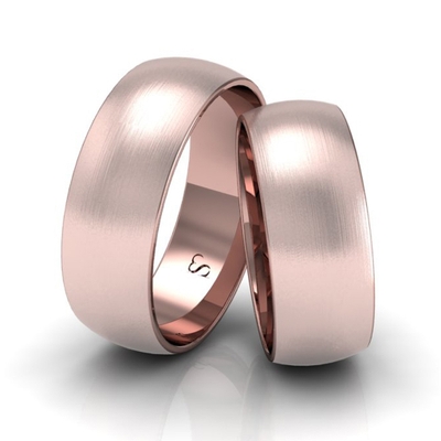 Alianças Casamento Linha Classic Ouro Rosê 7mm Abaulada Fosca