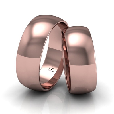 Alianças Casamento Linha Classic Ouro Rosê 7mm Abaulada Polida