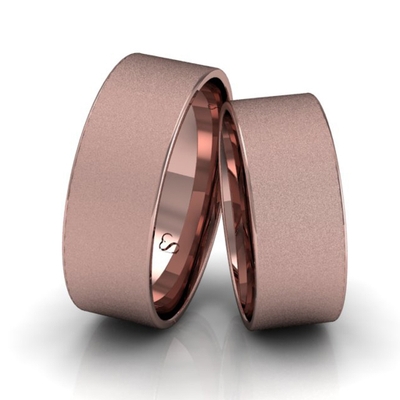 Alianças Casamento Linha Classic Ouro Rosê 7mm Quadrada Diamantada