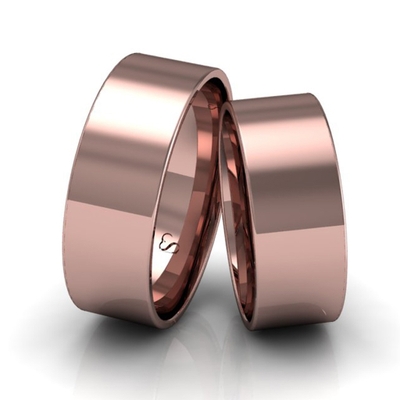 Alianças Casamento Linha Classic Ouro Rosê 7mm Quadrada Polida