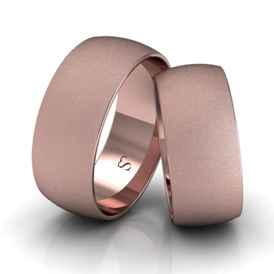 Alianças Casamento Linha Classic Ouro Rosê 8mm Abaulada Diamantada