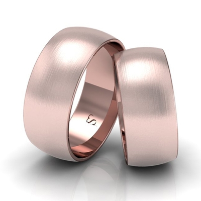 Alianças Casamento Linha Classic Ouro Rosê 8mm Abaulada Fosca