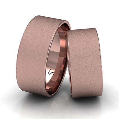 Alianças Casamento Linha Classic Ouro Rosê 8mm Quadrada Polida