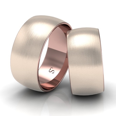 Alianças Casamento Linha Classic Ouro Rosê 9mm Abaulada Fosca