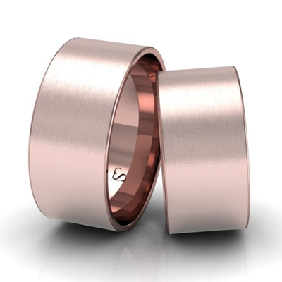 Alianças Casamento Linha Classic Ouro Rosê 9mm Quadrada Fosca