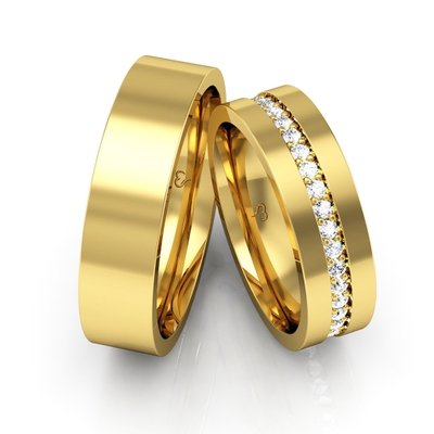 Alianças Casamento Ouro 18K Carrê