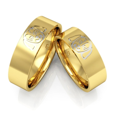 Alianças Casamento Ouro 18K Pet Cachorrinho com Aplique