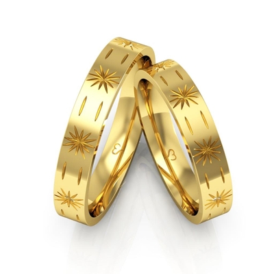 Alianças Casamento Ouro Traços 4mm com Desenho