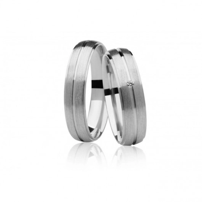 Alianças Casamento Ouro Branco Foscas 5mm 11g com Brilhante