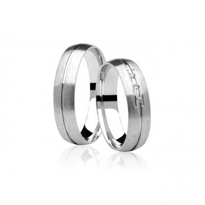 Alianças Casamento Ouro Branco Foscas 5mm 11g com Brilhantes