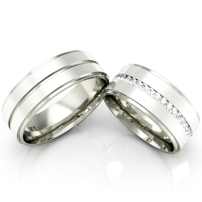Alianças Casamento Ouro Branco Polida E Fosca Linha Carrê
