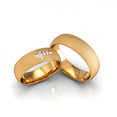 Alianças Casamento Ouro Diamantadas Cruz 6mm 10g