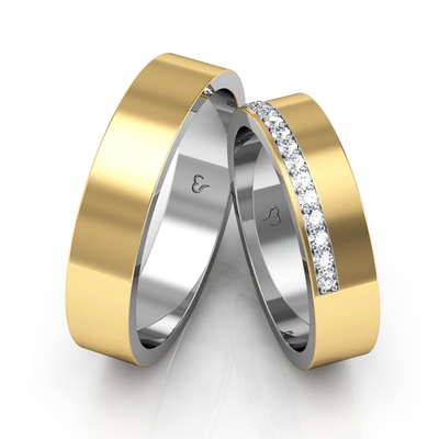 Alianças Casamento Ouro E Prata Polida 5mm 10g