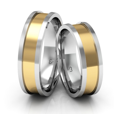 Alianças Casamento Ouro E Prata Polidas 6mm 10g
