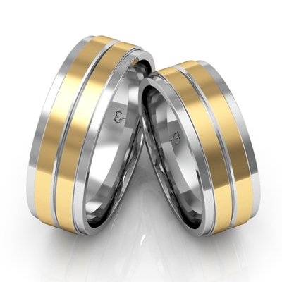 Alianças Casamento Ouro E Prata Polidas 8mm 16g