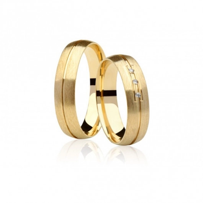Alianças Casamento Ouro Foscas 5 mm 11g com Brilhantes