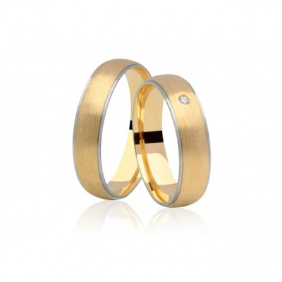 Alianças Casamento Ouro Foscas Laterais Rebaixadas 5,5mm 11g com Brilhante