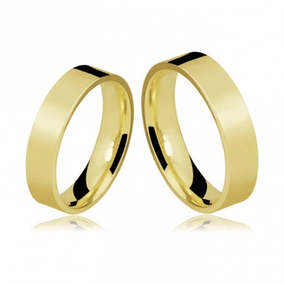 Alianças Casamento Ouro Quadradas Polidas 5mm 11g