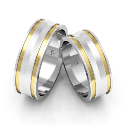 Alianças Compromisso Ouro E Prata Côncavas Foscas 7mm 12g