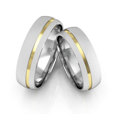 Alianças Compromisso Ouro E Prata Diamantadas 6mm 10g Filete Lateral