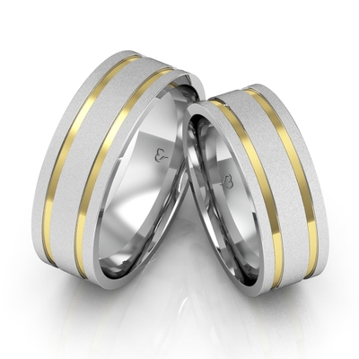Alianças Compromisso Ouro E Prata Diamantadas 7mm 12g Filetes Laterais