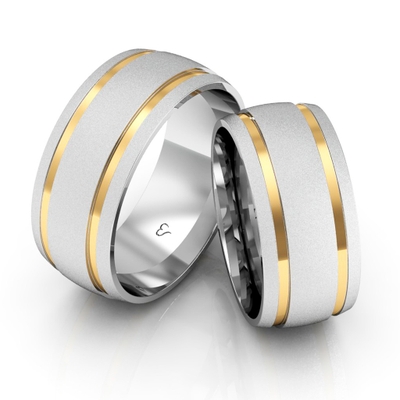 Alianças Compromisso Ouro E Prata Diamantadas 9 mm 16g