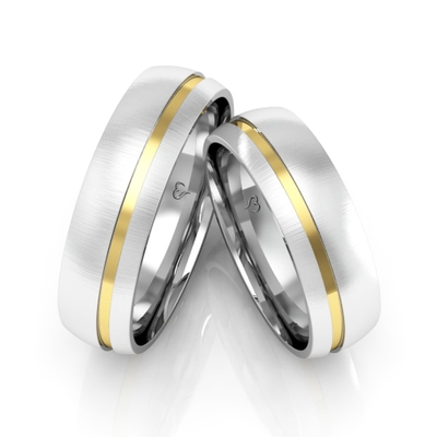 Alianças Compromisso Ouro E Prata Foscas 6mm 10g Filete Lateral