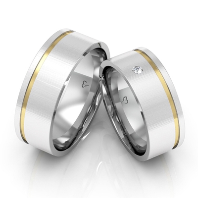 Alianças Compromisso Ouro E Prata Foscas 7,5mm 14g