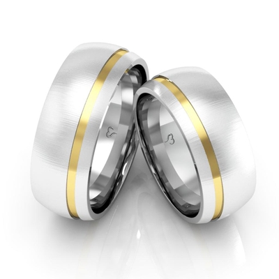 Alianças Compromisso Ouro E Prata Foscas 7mm 14g Filete Lateral