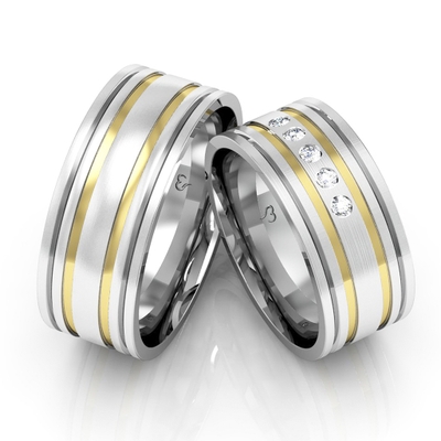 Alianças Compromisso Ouro E Prata Foscas 8,5mm 16g