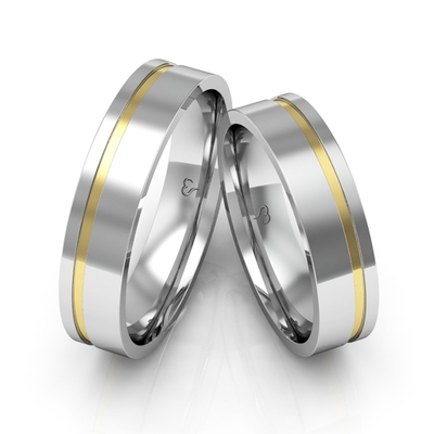 Alianças Compromisso Ouro E Prata Polidas 5mm 10g