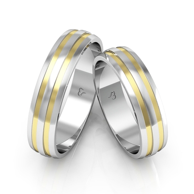 Alianças Compromisso Ouro E Prata Polidas 5mm 8g