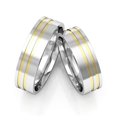 Alianças Compromisso Ouro E Prata Polidas 6mm 10g