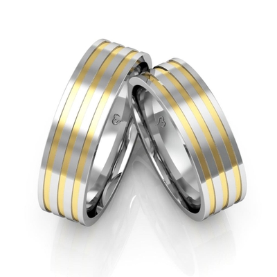 Alianças Compromisso Ouro E Prata Polidas 6mm 12g