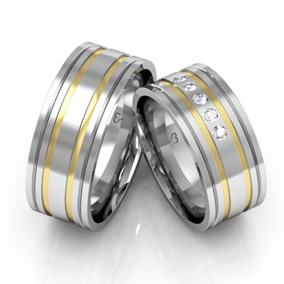 Alianças Compromisso Ouro E Prata Polidas 8,5 mm 16g