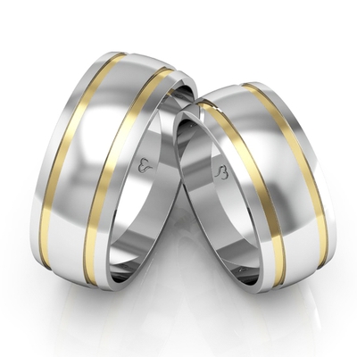 Alianças Compromisso Ouro E Prata Polidas 8mm 14g