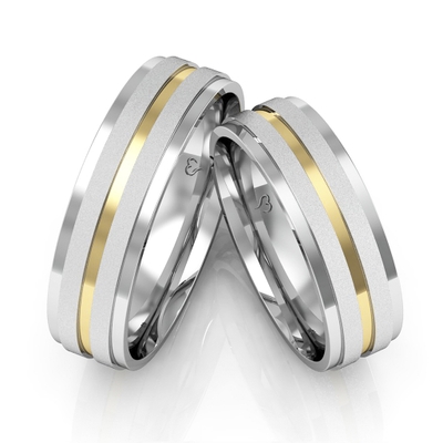 Alianças Compromisso Ouro E Prata Polidas E Diamantadas 6 mm 12g Filete Central
