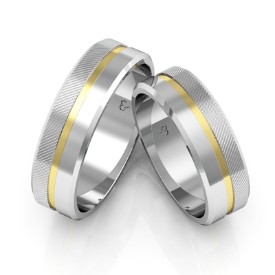 Alianças Compromisso Ouro E Prata Polidas E Diamantadas 6mm 12g