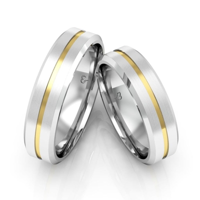 Alianças Compromisso Ouro E Prata Polidas E Foscas 6mm 10g