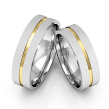 Alianças Compromisso Ouro E Prata Quadradas Diamantadas 12g 6mm