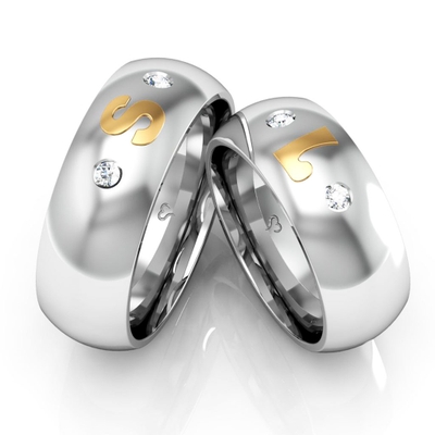 Alianças Compromisso Prata Personalizadas Letra Ouro 8mm 15g