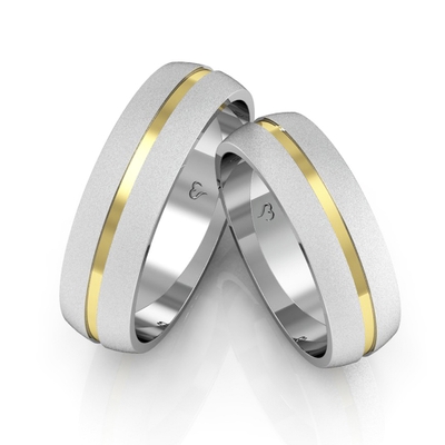 Alianças Namoro Ouro E Prata Abauladas Diamantadas 12g 6mm