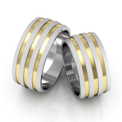 Alianças Namoro Ouro E Prata Diamantadas 10mm 16g