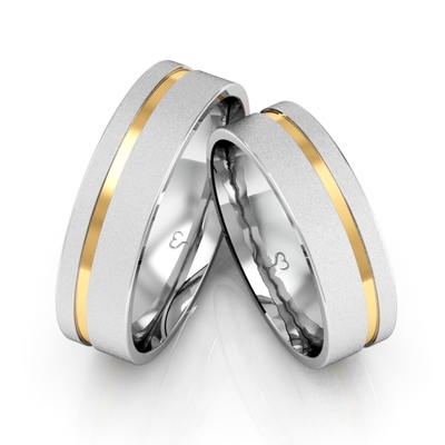 Alianças Namoro Ouro E Prata Diamantadas 6mm 12g