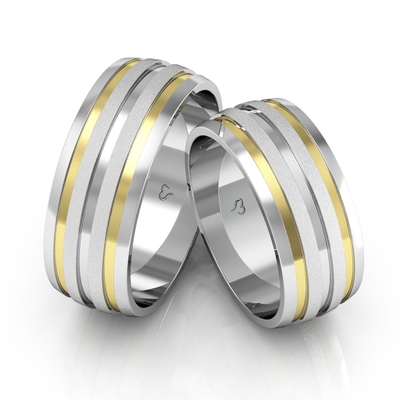 Alianças Namoro Ouro E Prata Diamantadas E Polidas 8mm 14g
