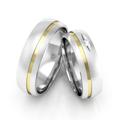 Alianças Namoro Ouro E Prata Foscas 6mm 12g 1 Pedra
