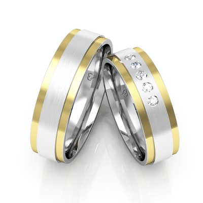 Alianças Namoro Ouro E Prata Foscas 6mm 12g com Pedras