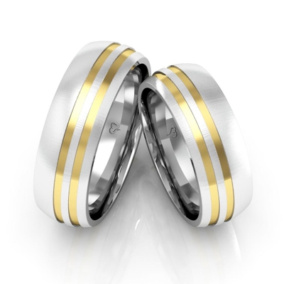 Alianças Namoro Ouro E Prata Foscas 7mm 12g