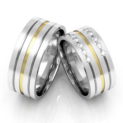 Alianças Namoro Ouro E Prata Foscas 8,5 mm 16g